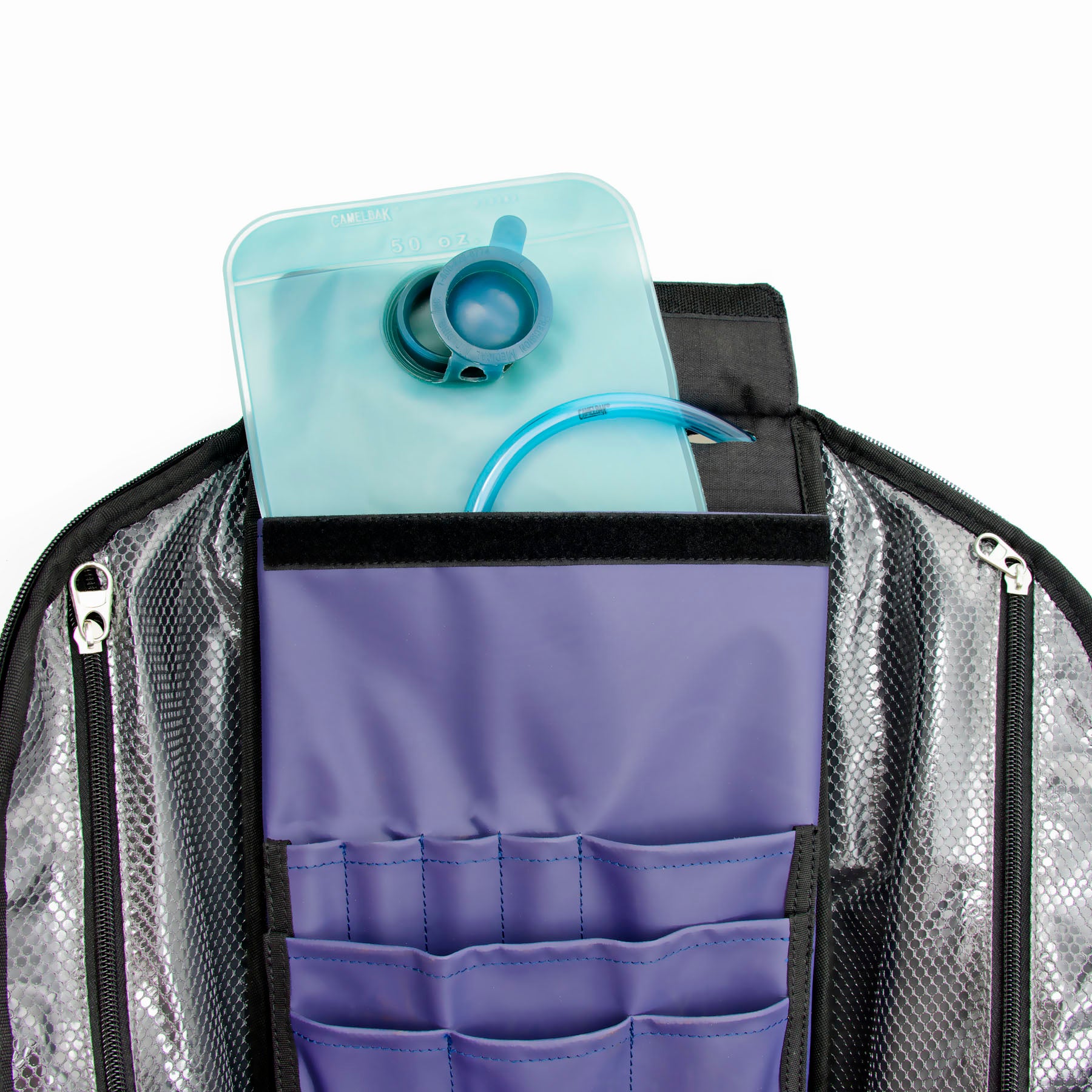 Tuff-Tool-Bags-The-Sling-Hydration-Tool-Bag-lockable-back-pack-open-with-water-bladder