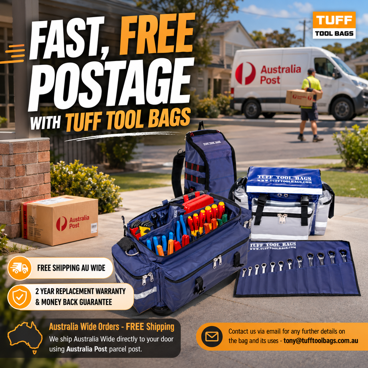 Fast, Free Postage with Tuff Tool Bags: Built for Tradies Who Don’t Wait