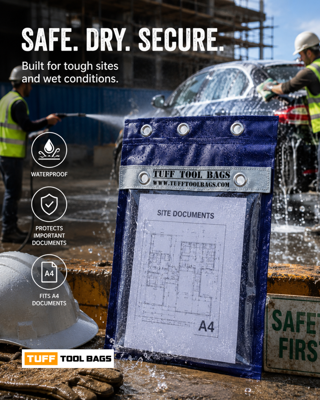 Protect Your Important Documents on Every Job with the Waterproof A4 Document Holder Blue